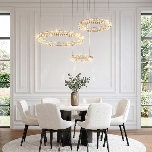 Colgante Tres Aros Led L6760 60w Calida Ø60+40+30cm Cromado Plateado